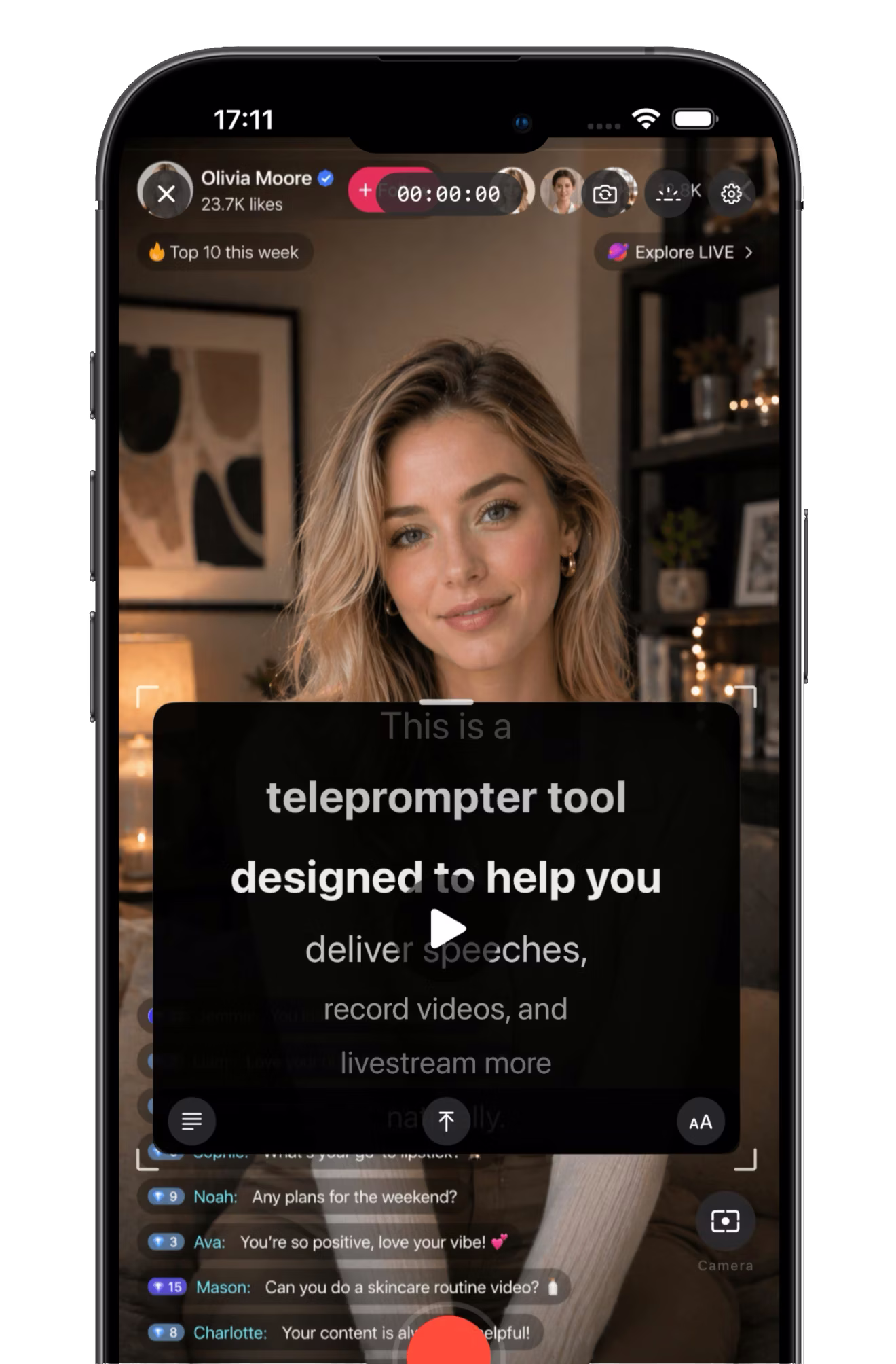 FloatText floating over a live recording app